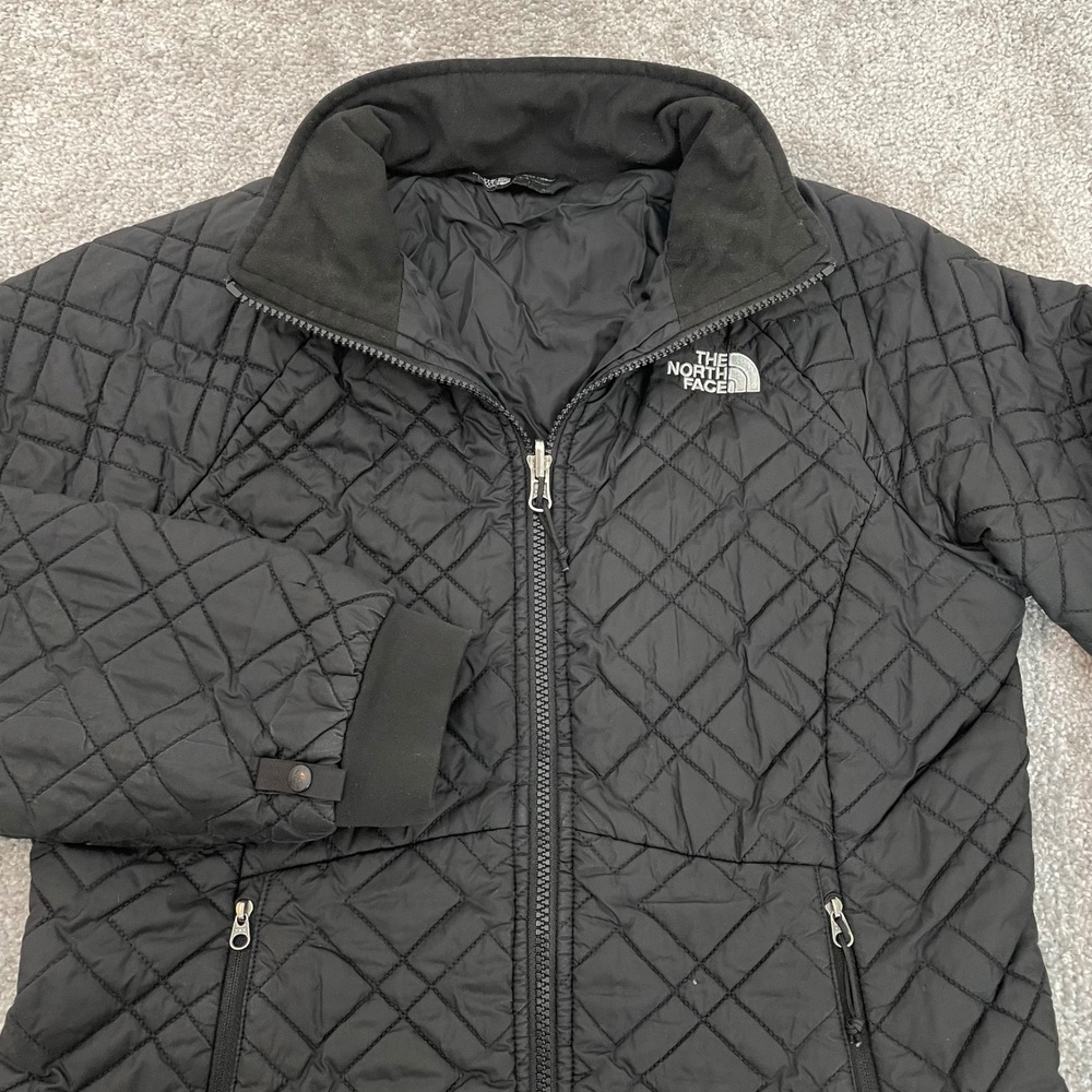 North Face Jacket Womens Small Quilted Full Zip Black Diamond Stitch Puffer
